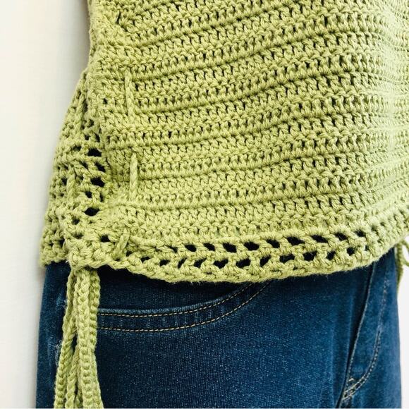 NWT Say What? Boho Goddess Green Crochet Sleeveless Top Adjustable Side Ties - Picture 4 of 16